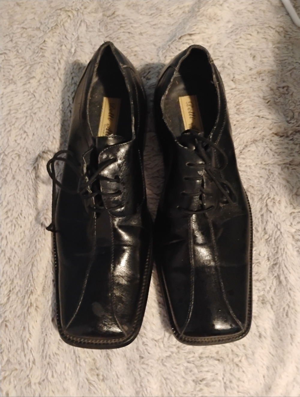 Black Men's Square-Toe Lace-Up Dress Shoes